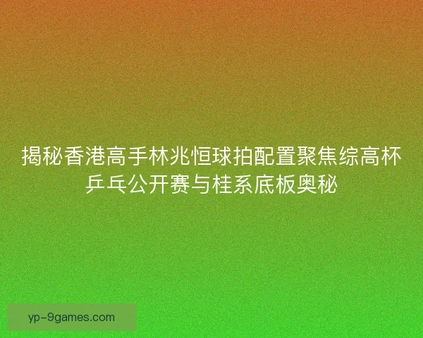 揭秘香港高手林兆恒球拍配置聚焦综高杯乒乓公开赛与桂系底板奥秘